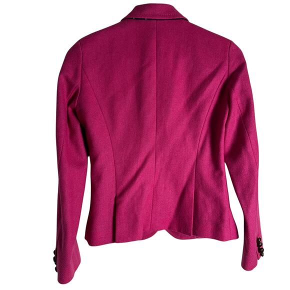 J.Crew Wool Black Jacket Blazer Robert Noble Scottish Cloth Hot Pink Sz 0 - Picture 7 of 10